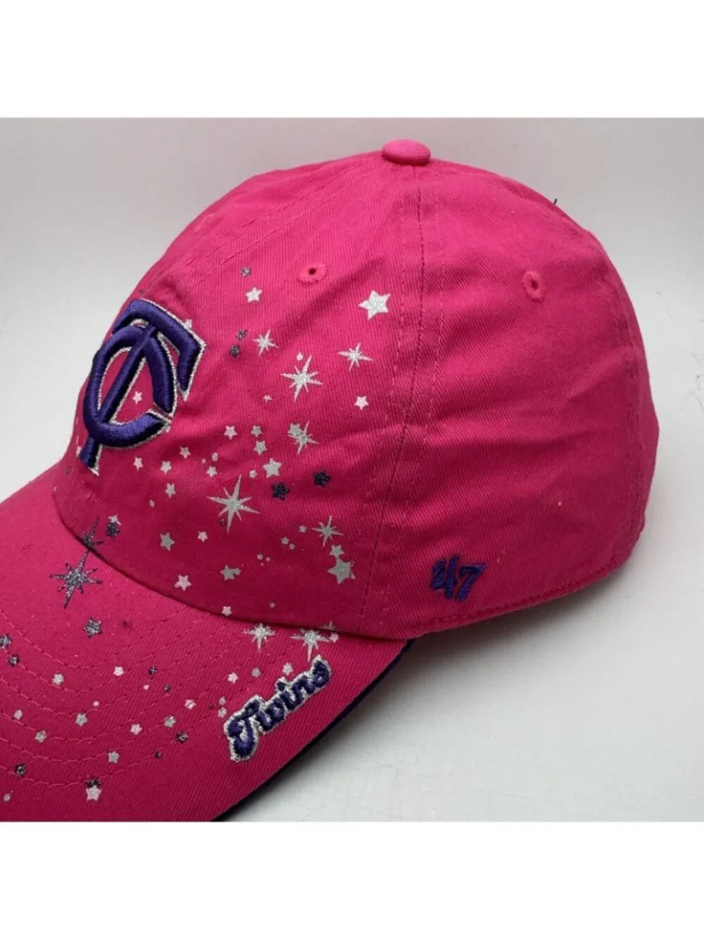 Minnesota Twins Baseball Cap Hat '47 Brand Kids Pink Sparkle Adjustable MLB